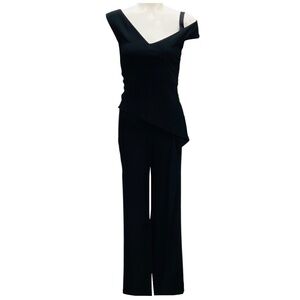 ROLAND MOURET BLACK VISCOSE CREPE JUMPSUIT